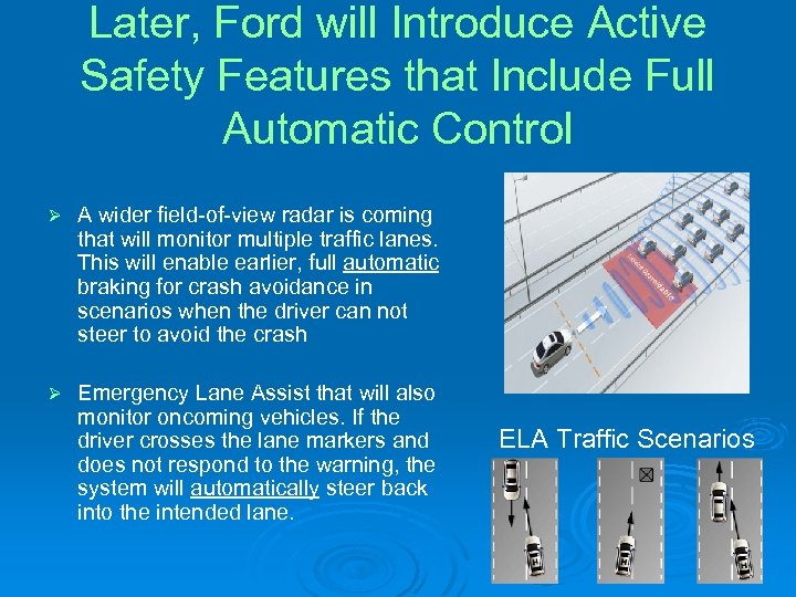 Later, Ford will Introduce Active Safety Features that Include Full Automatic Control Ø A