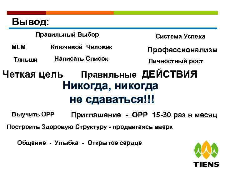 Вывод: Правильный Выбор MLM Тяньши Ключевой Человек Написать Список Четкая цель Система Успеха Профессионализм