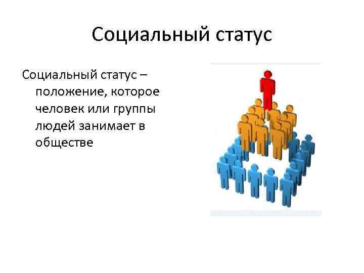 Социальный статус – положение, которое человек или группы людей занимает в обществе 