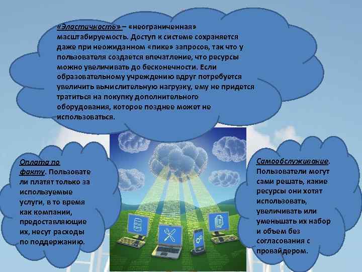  «Эластичность» – «неограниченная» масштабируемость. Доступ к системе сохраняется даже при неожиданном «пике» запросов,