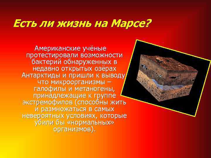Есть ли жизнь на Марсе? Американские учёные протестировали возможности бактерий обнаруженных в недавно открытых