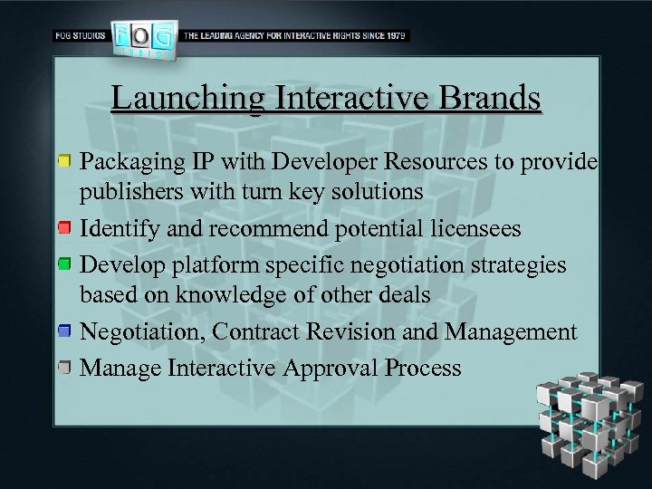 Launching Interactive Brands Packaging IP with Developer Resources to provide publishers with turn key