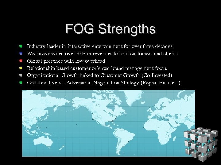 FOG Strengths Industry leader in interactive entertainment for over three decades We have created