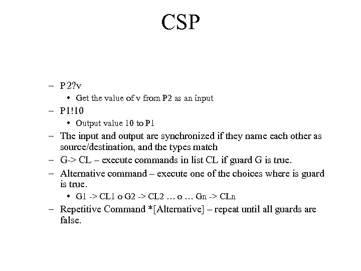 CSP – P 2? v • Get the value of v from P 2