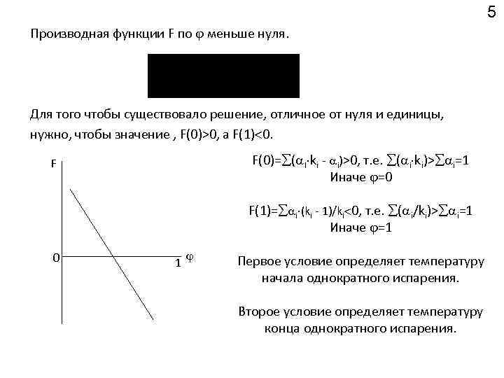 5 Производная функции F по меньше нуля. Для того чтобы существовало решение, отличное от