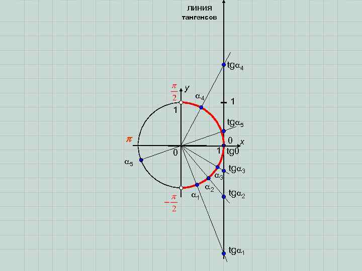линия тангенсов tg 4 y 4 1 1 tg 5 5 0 x 1