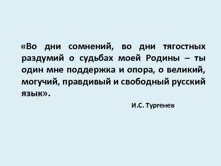  «Во дни сомнений, во дни тягостных раздумий о судьбах моей Родины – ты