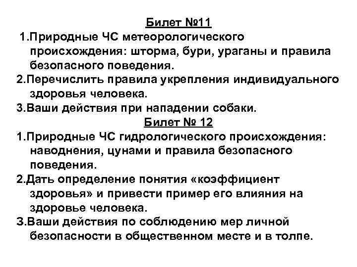 Билет № 11 1. Природные ЧС метеорологического происхождения: шторма, бури, ураганы и правила безопасного