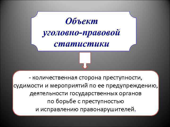 Объекты уголовно правовой статистики