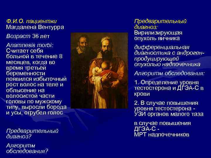 Ф. И. О. пациентки Магдалена Вентурра Возраст 36 лет Anamnesis morbi: Считает себя больной