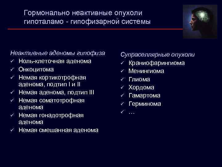 Гормонально неактивные опухоли гипоталамо - гипофизарной системы Неактивные аденомы гипофиза ü Ноль-клеточная аденома ü