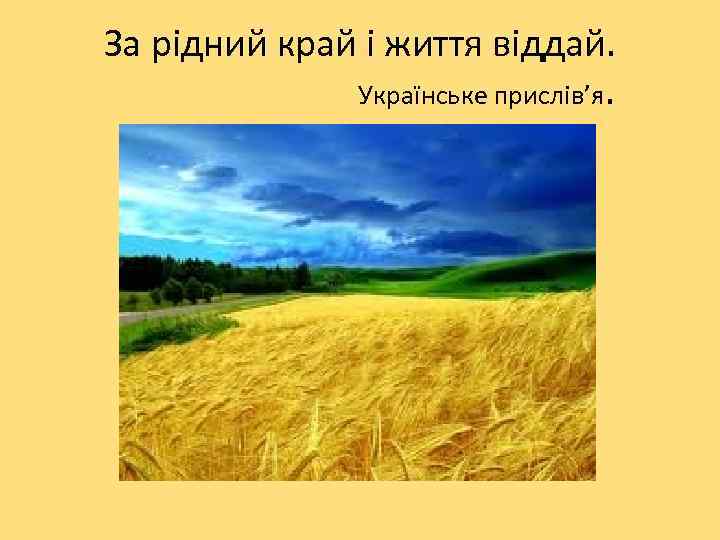 За рідний край і життя віддай. Українське прислів’я. 