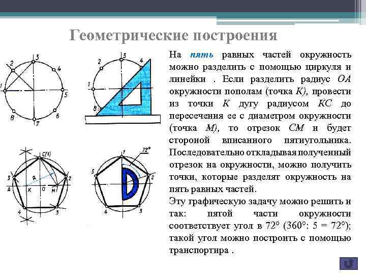 Разделить на 5 равных частей