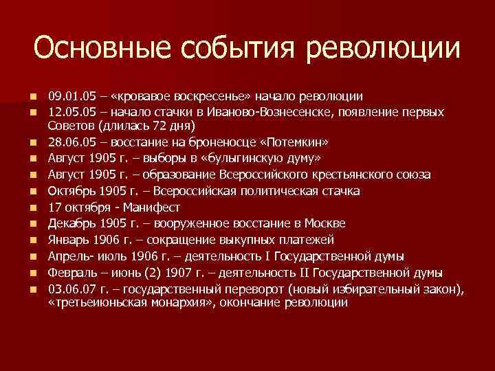 Какие события являются концом революции