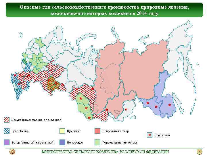 Опасные для сельскохозяйственного производства природные явления, возникновение которых возможно в 2014 году ** *