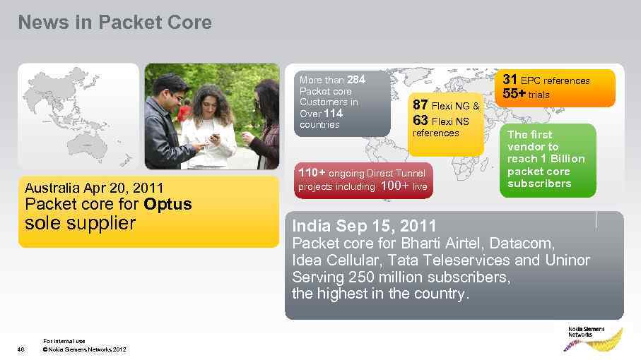 News in Packet Core More than 284 Packet core Customers in Over 114 countries