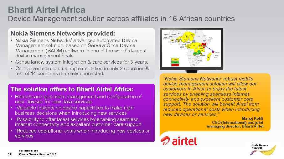 Bharti Airtel Africa Device Management solution across affiliates in 16 African countries Nokia Siemens