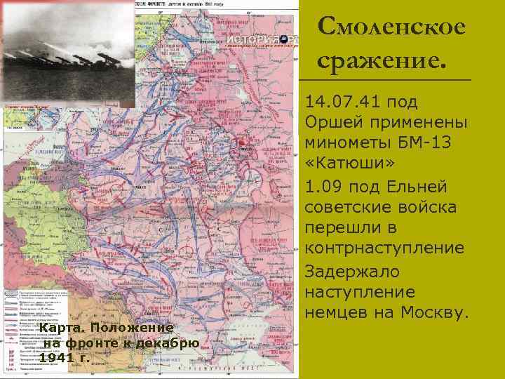 Смоленское сражение. p p p Карта. Положение на фронте к декабрю 1941 г. 14.