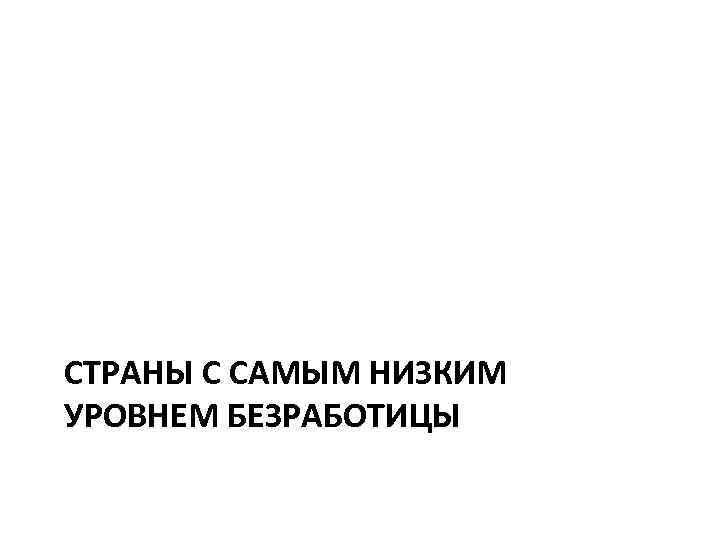 СТРАНЫ С САМЫМ НИЗКИМ УРОВНЕМ БЕЗРАБОТИЦЫ 