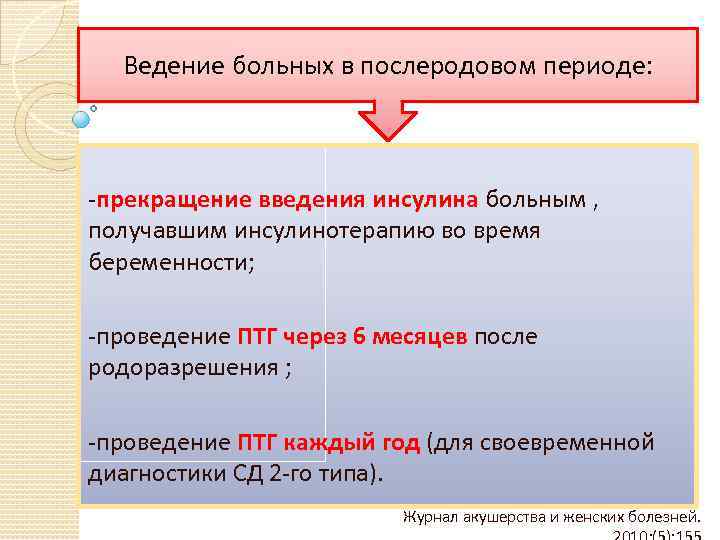 Ведение больных в послеродовом периоде: -прекращение введения инсулина больным , получавшим инсулинотерапию во время