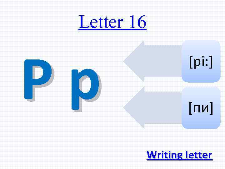 Letter 16 Pp [pi: ] [пи] Writing letter 