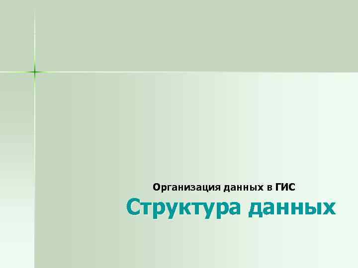 Организация данных в ГИС Структура данных 