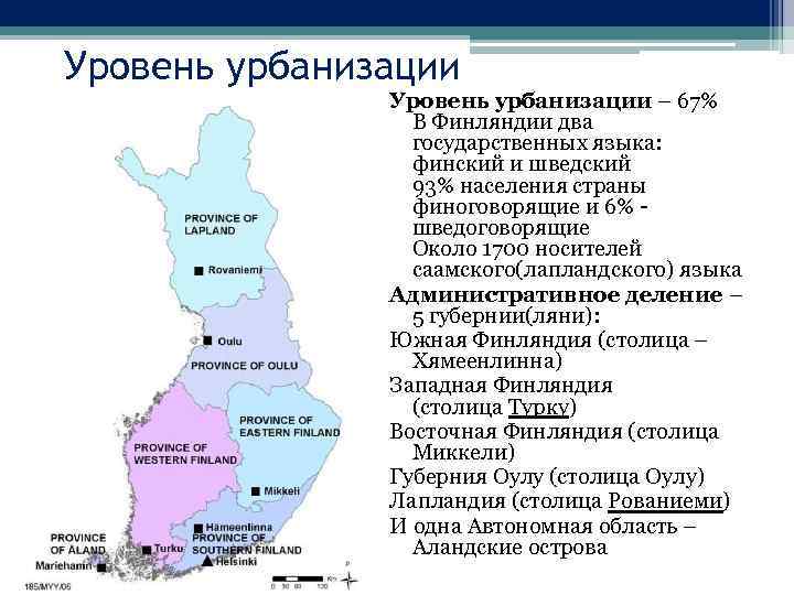 Финляндия карта населения