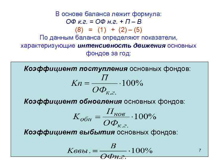 Расчет баланса