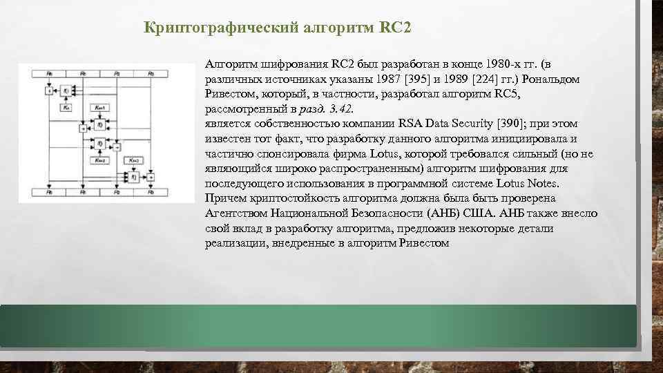 Криптографический алгоритм RC 2 Алгоритм шифрования RC 2 был разработан в конце 1980 х