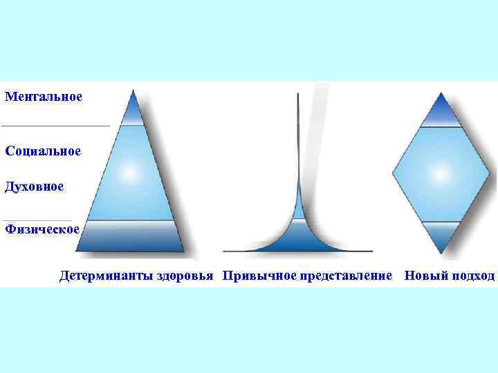 Ментальное Социальное Духовное Физическое Детерминанты здоровья Привычное представление Новый подход 