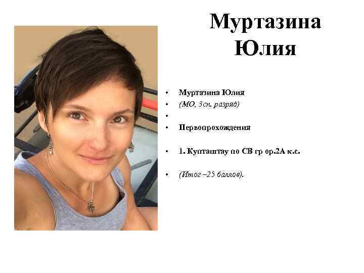 Муртазина Юлия • • Муртазина Юлия (МО, 3 сп. разряд) • 1. Купташтау по