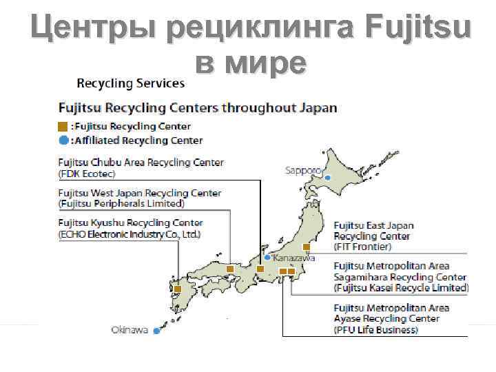 Центры рециклинга Fujitsu в мире 