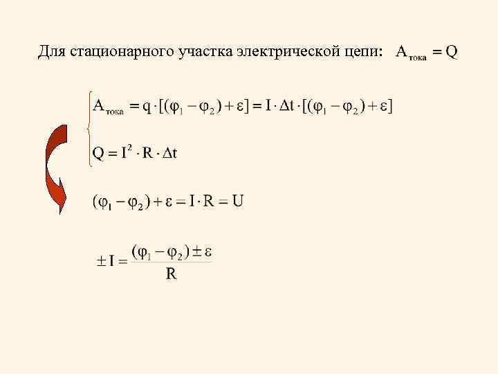 Для стационарного участка электрической цепи: 