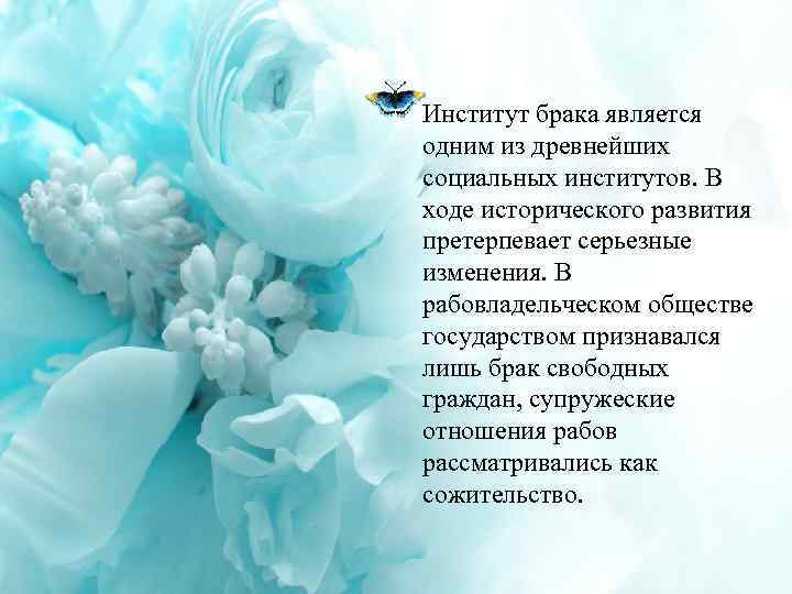 Институт брака является одним из древнейших социальных институтов. В ходе исторического развития претерпевает серьезные