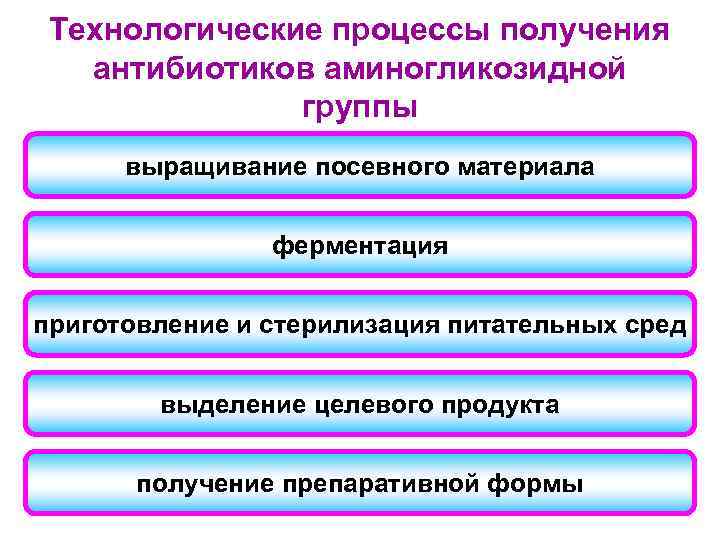 Технологические процессы получения антибиотиков аминогликозидной группы выращивание посевного материала ферментация приготовление и стерилизация питательных