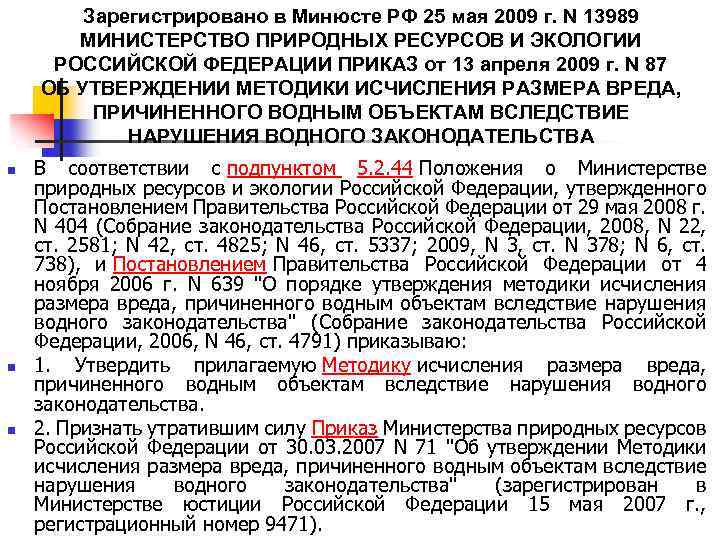 Зарегистрировано в Минюсте РФ 25 мая 2009 г. N 13989 МИНИСТЕРСТВО ПРИРОДНЫХ РЕСУРСОВ И