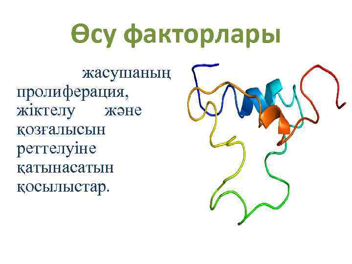 Өсу факторлары жасушаның пролиферация, жіктелу және қозғалысын реттелуіне қатынасатын қосылыстар. 