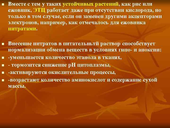 n n n Вместе с тем у таких устойчивых растений, как рис или ежовник,