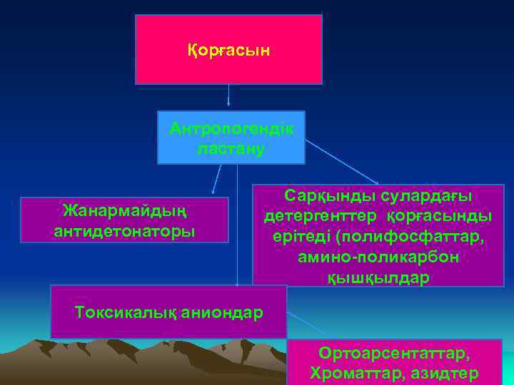 Қорғасын Антропогендік ластану Жанармайдың антидетонаторы Сарқынды сулардағы детергенттер қорғасынды ерітеді (полифосфаттар, амино-поликарбон қышқылдар Токсикалық