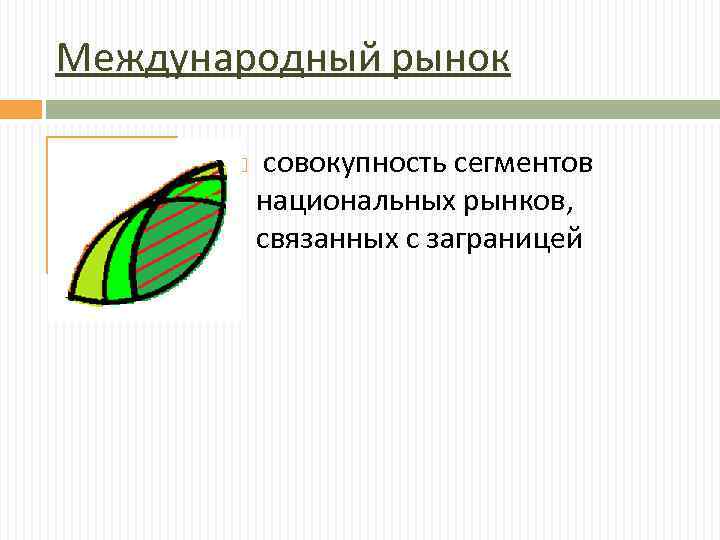 Международный рынок совокупность сегментов национальных рынков, связанных с заграницей 