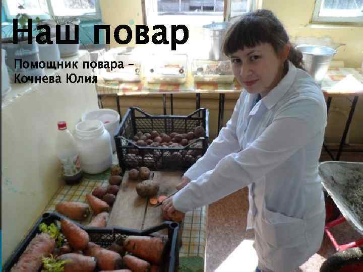 Наш повар Помощник повара – Кочнева Юлия 