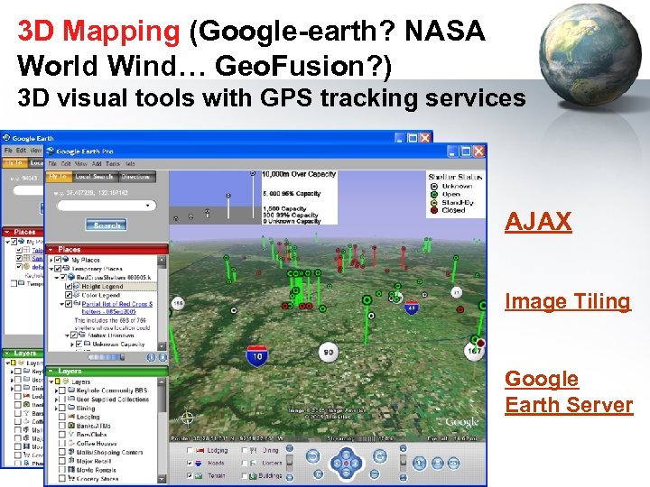 3 D Mapping (Google-earth? NASA World Wind… Geo. Fusion? ) 3 D visual tools