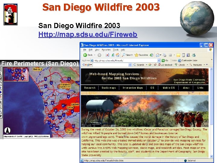 San Diego Wildfire 2003 Http: //map. sdsu. edu/Fireweb 