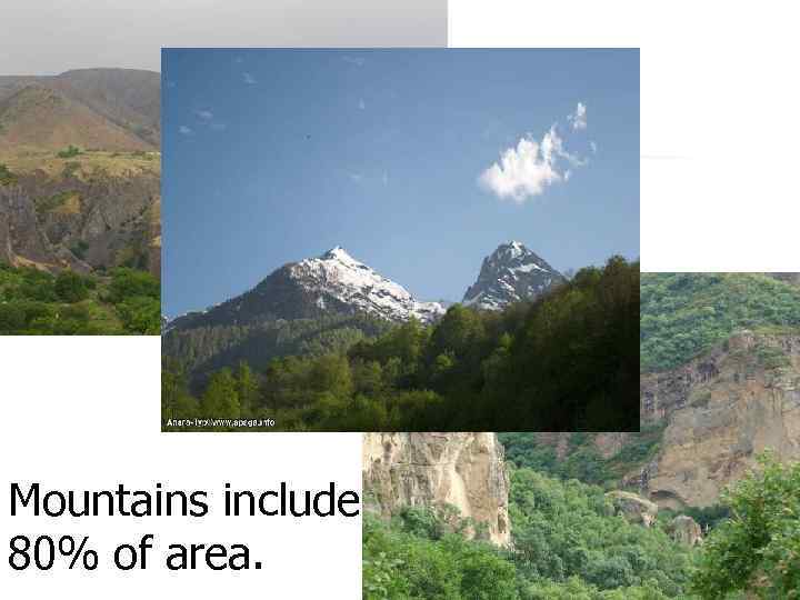 Mountains include 80% of area. 