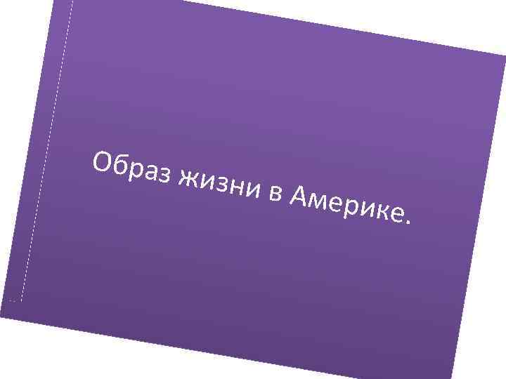 Образ ж и зни в А м ерике. 