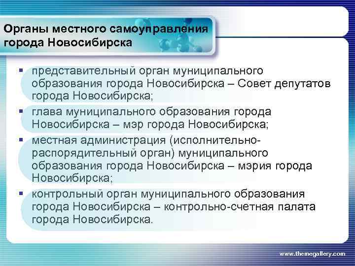 Органы местного самоуправления города Новосибирска § представительный орган муниципального образования города Новосибирска – Совет