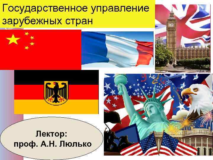 Государственное управление зарубежных стран Лектор: проф. А. Н. Люлько 