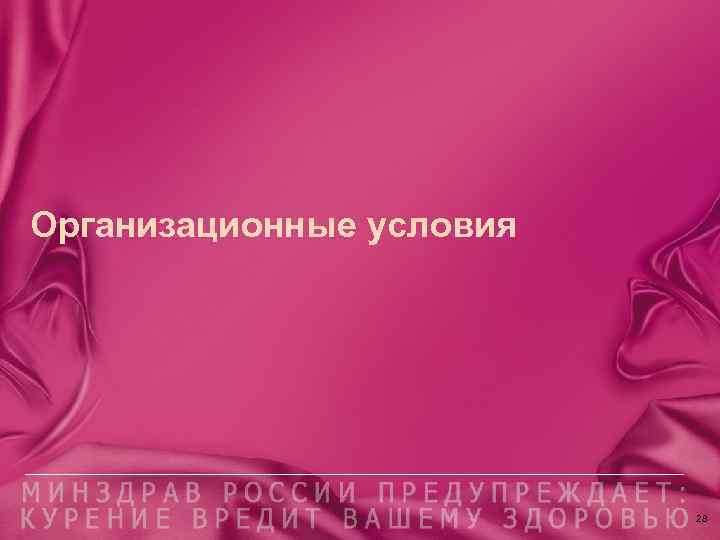 Организационные условия 28 