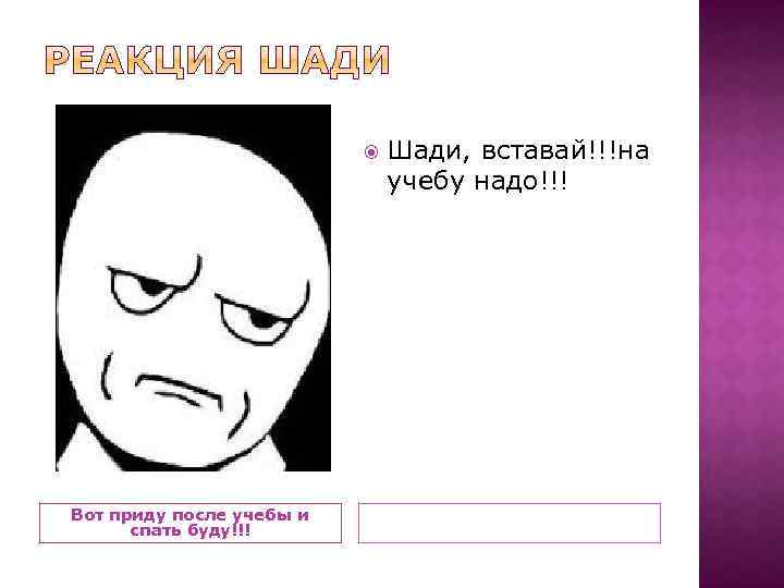  Вот приду после учебы и спать буду!!! Шади, вставай!!!на учебу надо!!! 