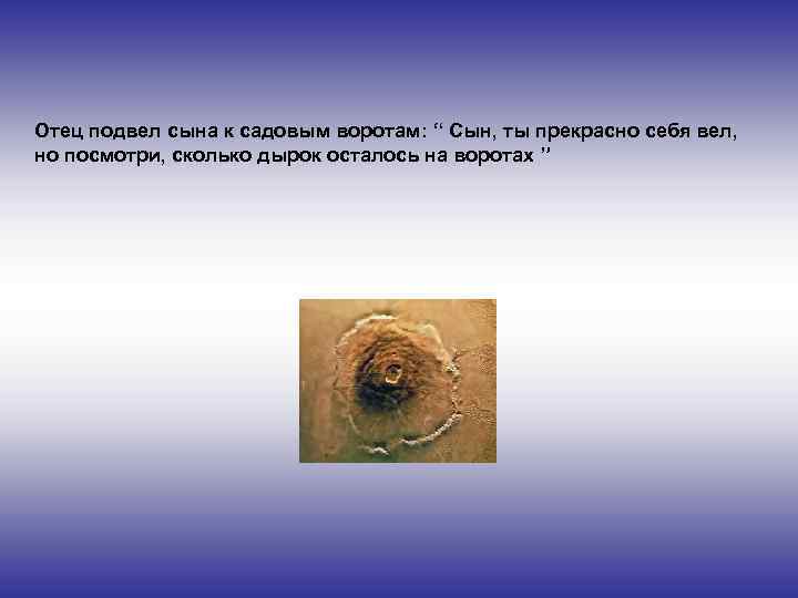 Отец подвел сына к садовым воротам: “ Сын, ты прекрасно себя вел, но посмотри,